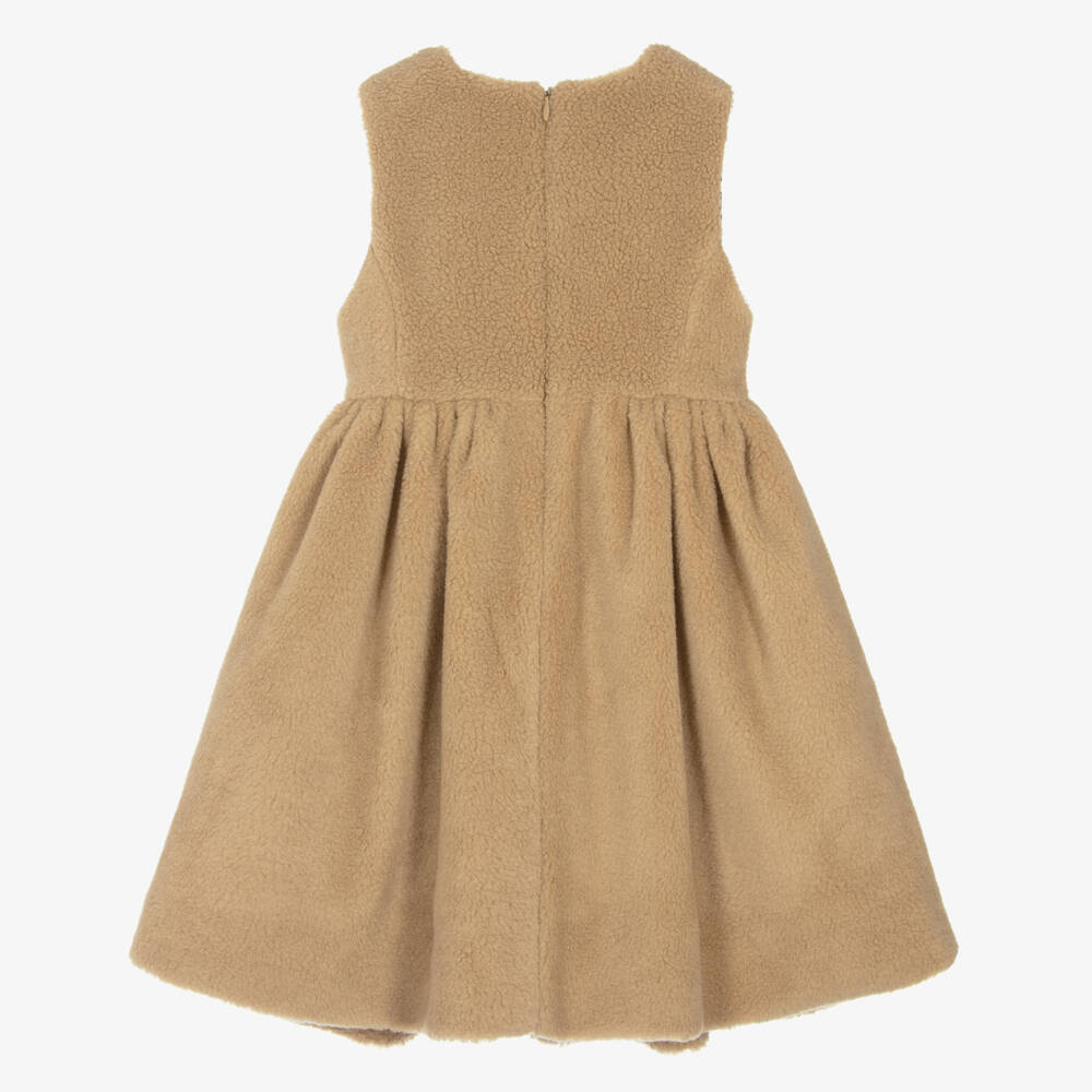Fendi-Girls Cozy Beige Fleece Dress | Childrensalon Outlet