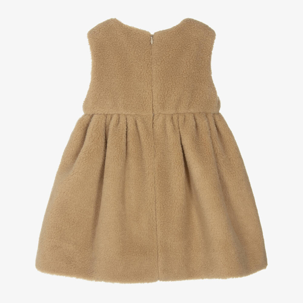 Fendi-Уютное бежевое платье из флиса для девочек | Childrensalon Outlet