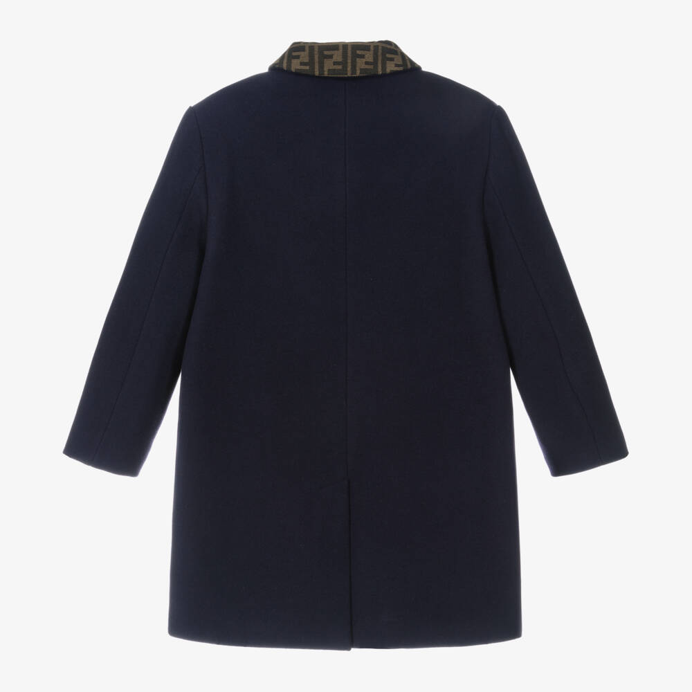 Fendi-معطف صوف أنيق باللون الكحلي للبنات | Childrensalon Outlet