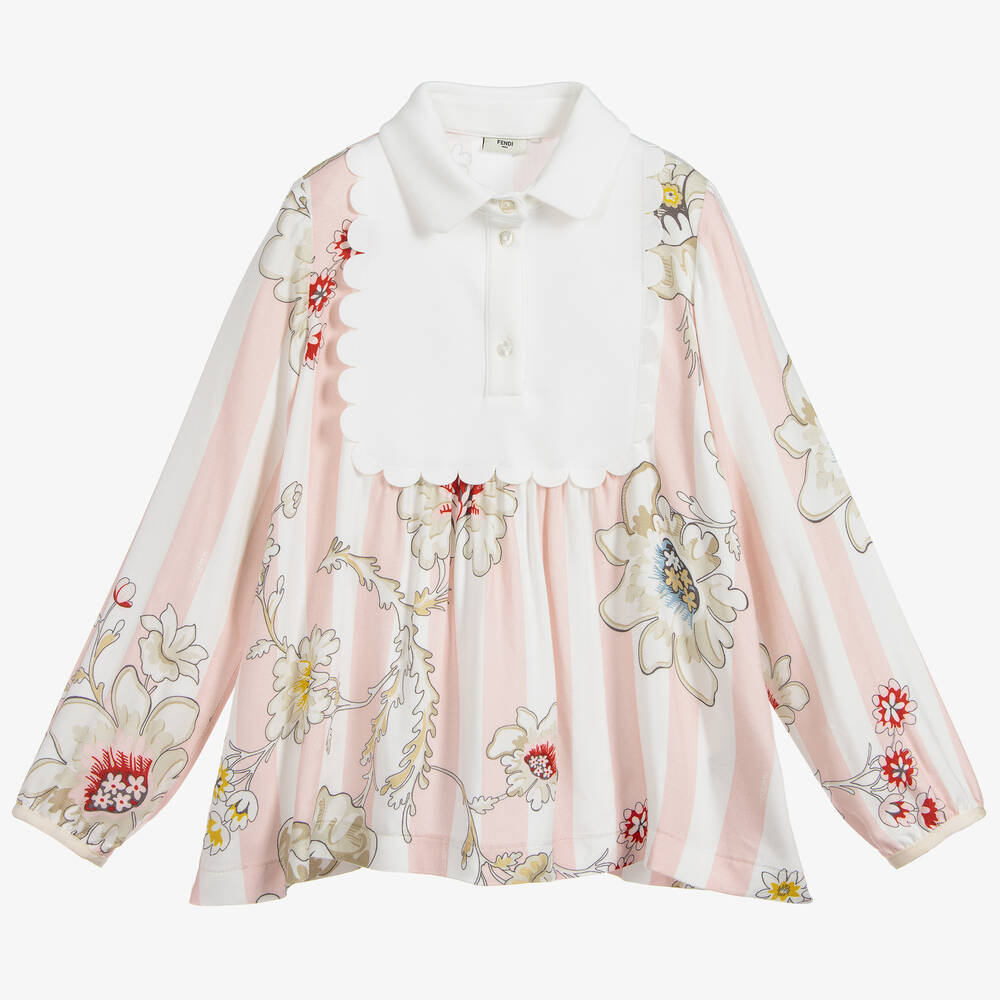 Fendi - Girls Floral Collar Blouse | Childrensalon
