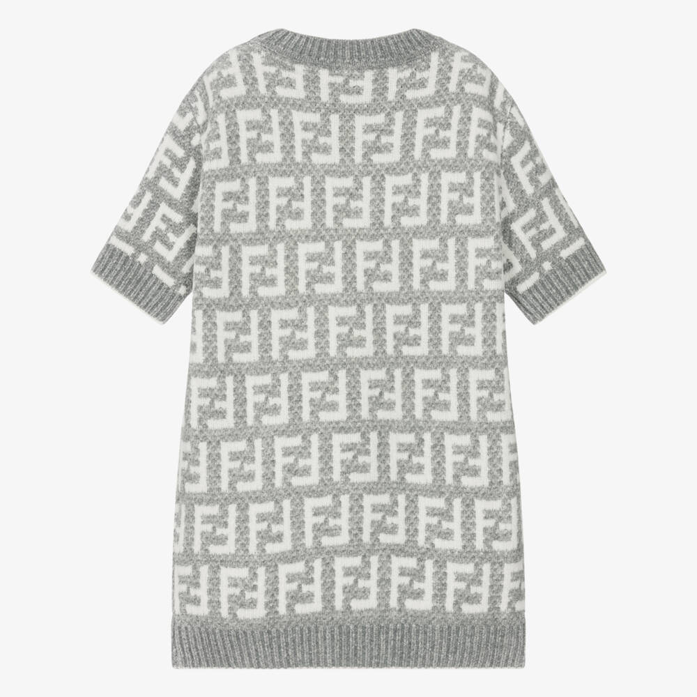 Fendi-Платье из серого вязаного шенилла для девочек | Childrensalon Outlet