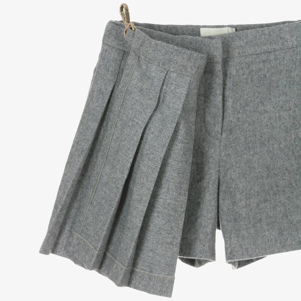 Fendi-تنورة شورت صوف رمادية أنيقة للبنات | Childrensalon Outlet
