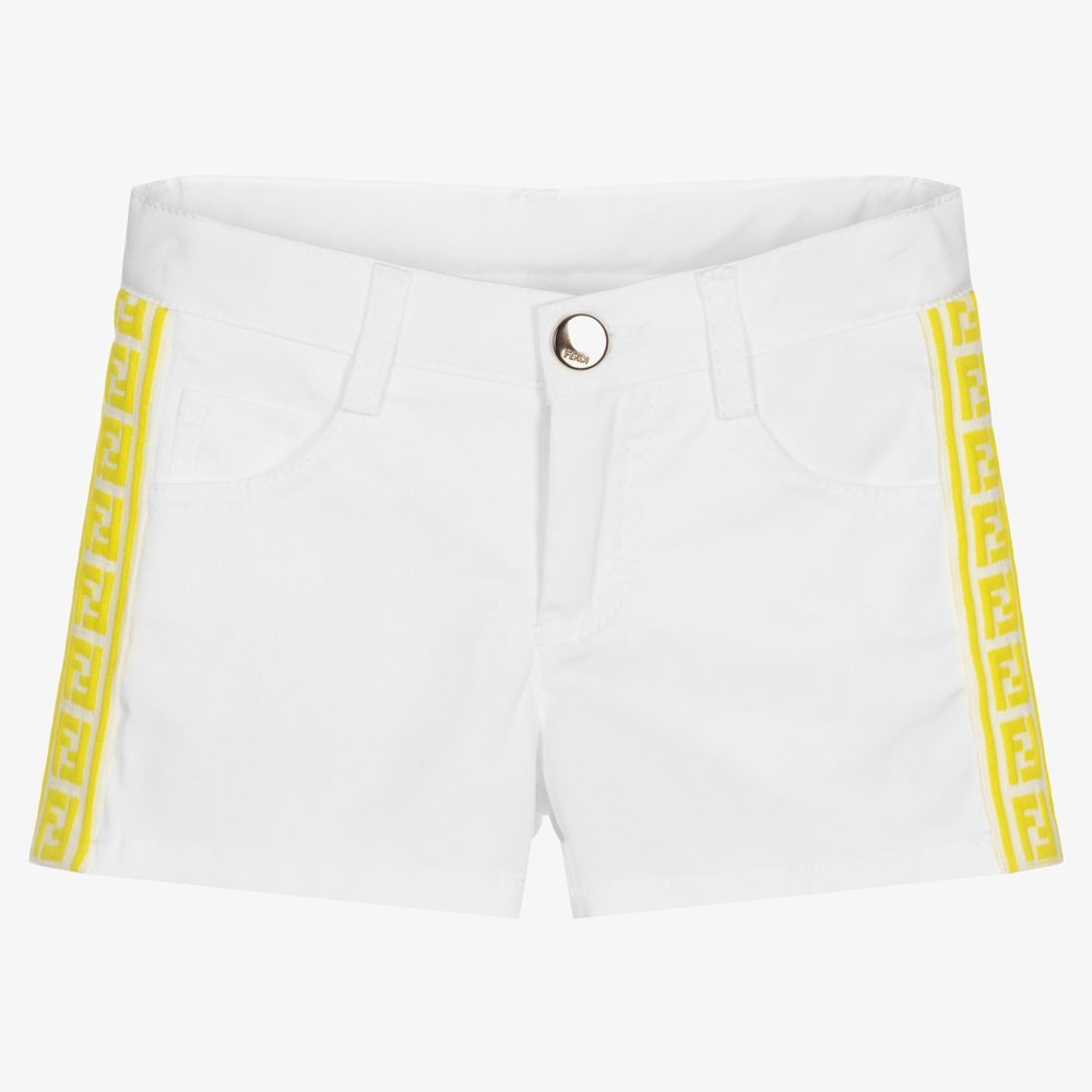 Fendi - Short ivoire en coton FF Fille | Childrensalon