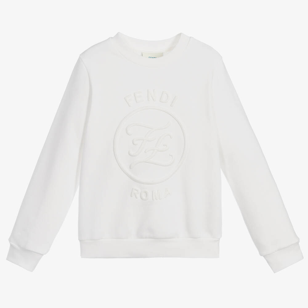 Fendi - Girls Ivory Cotton Sweatshirt | Childrensalon