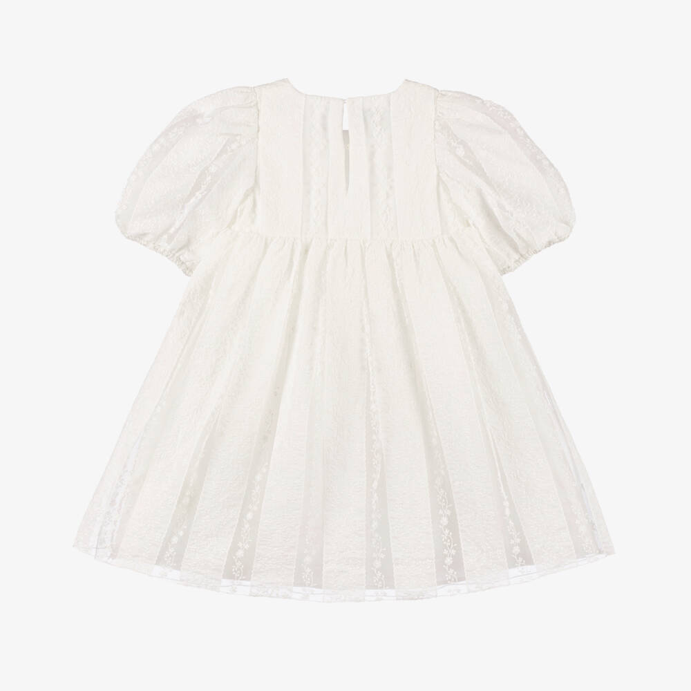 Fendi-Кремовое платье из вуали с цветочным узором для девочек | Childrensalon Outlet