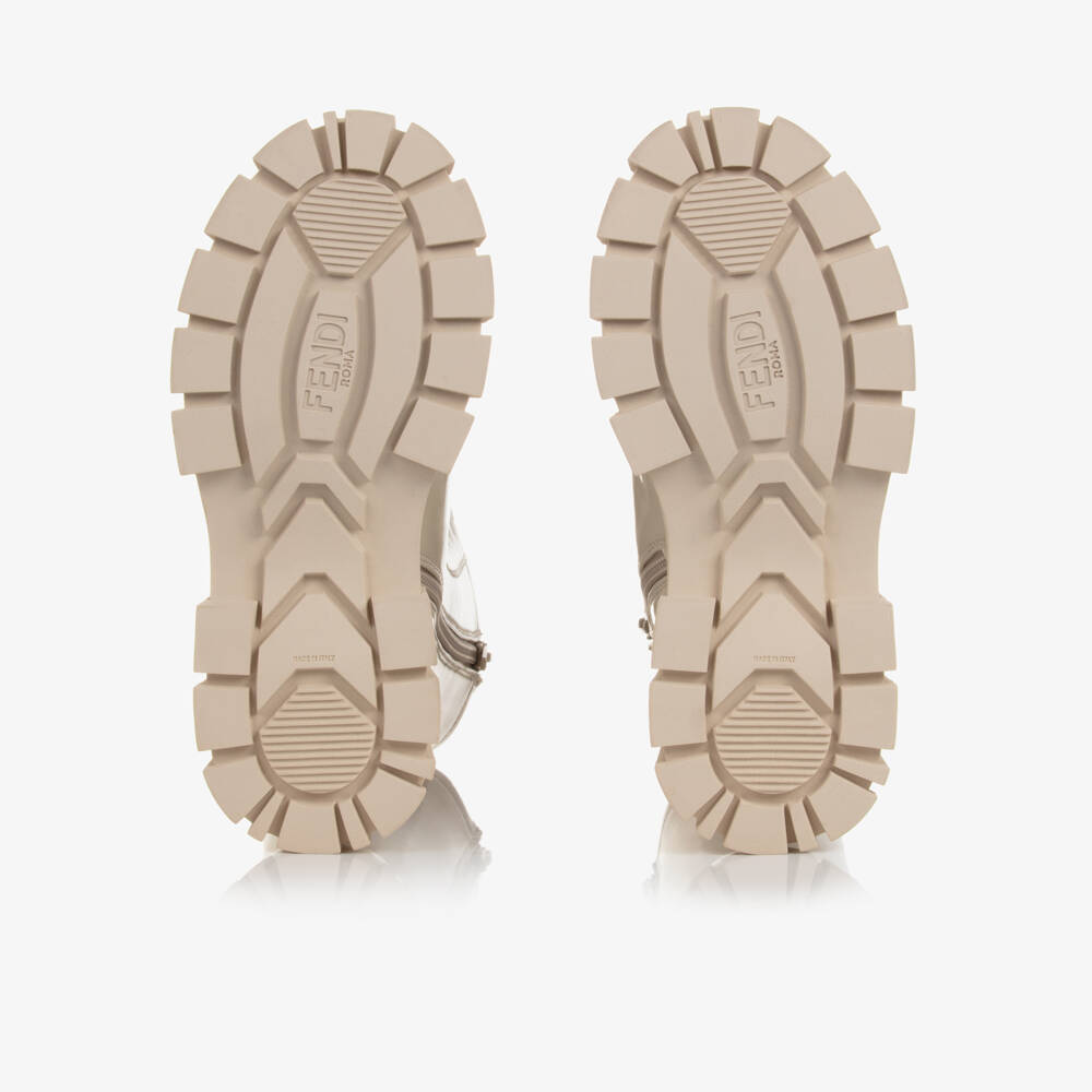 Fendi-Girls Ivory Patent Lace-Up Boots | Childrensalon Outlet