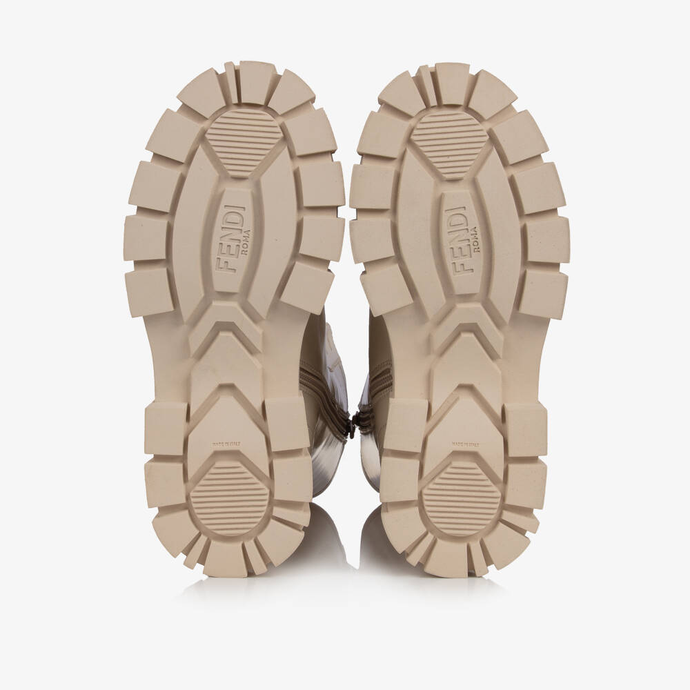 Fendi-Girls Ivory Patent Leather Boots | Childrensalon Outlet