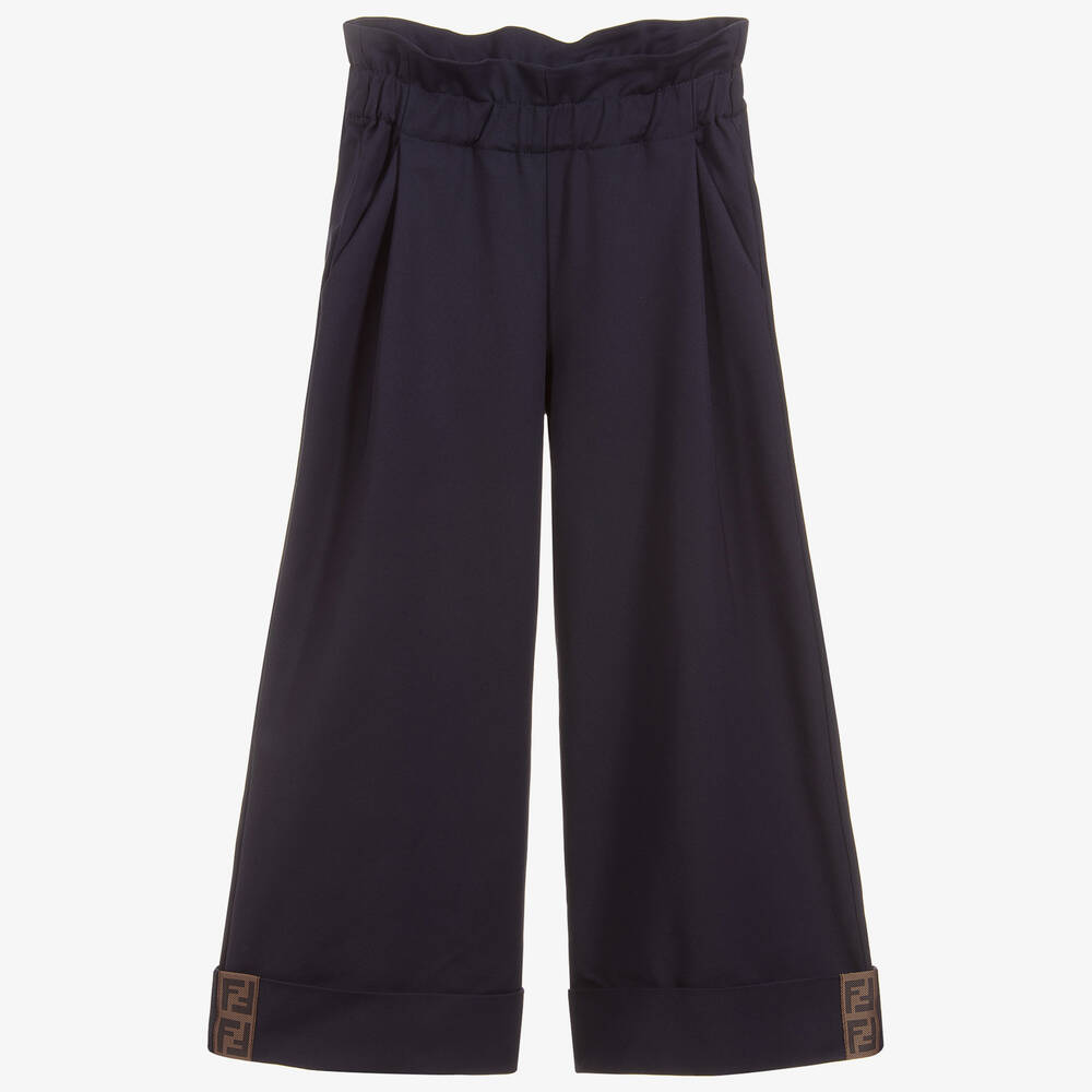 Fendi - Girls Navy Blue Trousers | Childrensalon