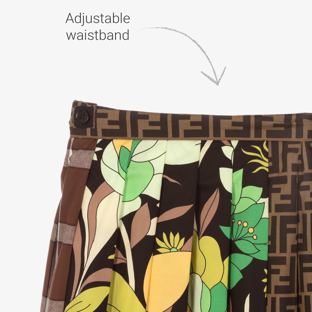 Fendi-Girls Patchwork Logo Skirt  | Childrensalon Outlet