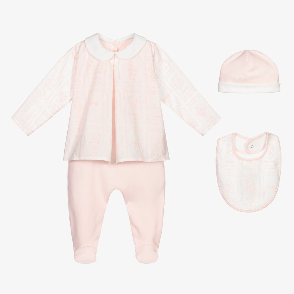 Fendi - Girls Pink Babygrow Gift Set | Childrensalon