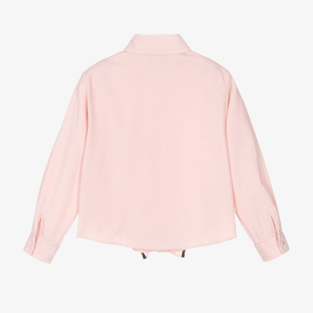 Fendi-Girls Pink Corduroy FF Pocket Blouse | Childrensalon Outlet
