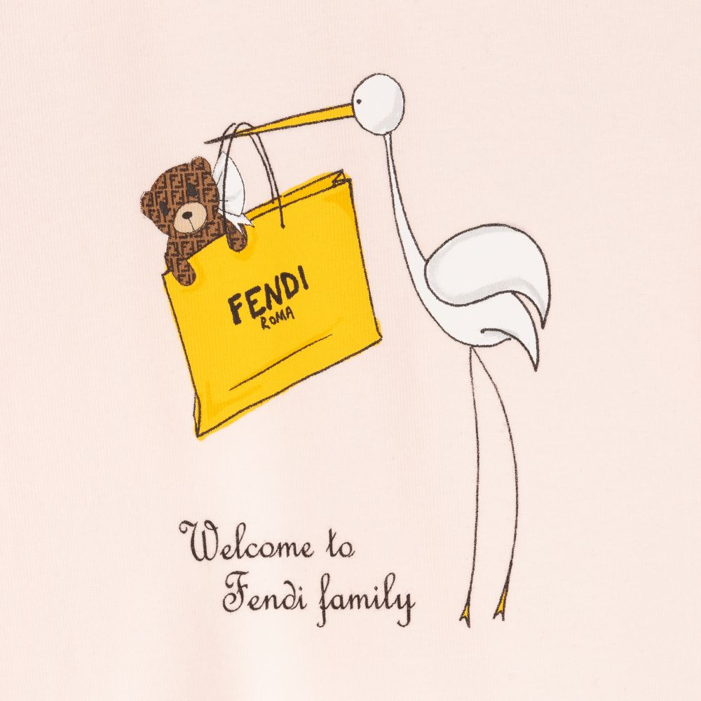 Fendi-Girls Pink Cotton Babygrow Set | Childrensalon Outlet