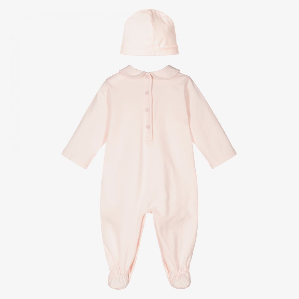 Fendi-Girls Pink Cotton Babygrow Set | Childrensalon Outlet
