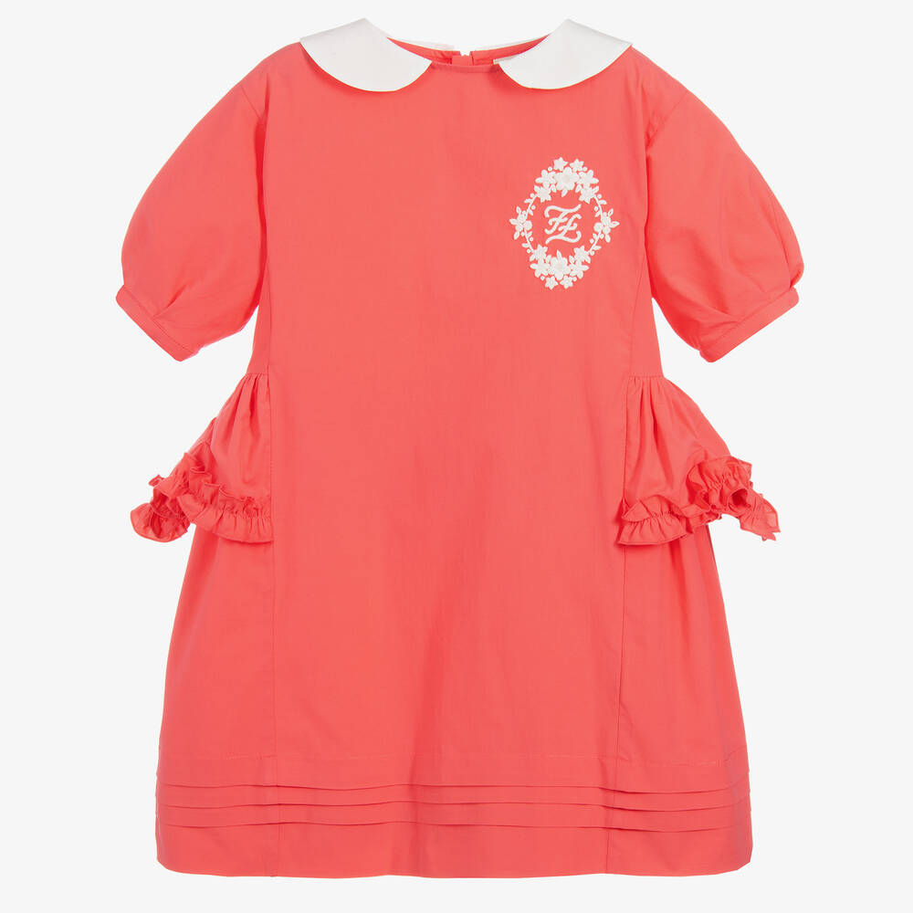 Fendi - Girls Pink Cotton Dress | Childrensalon