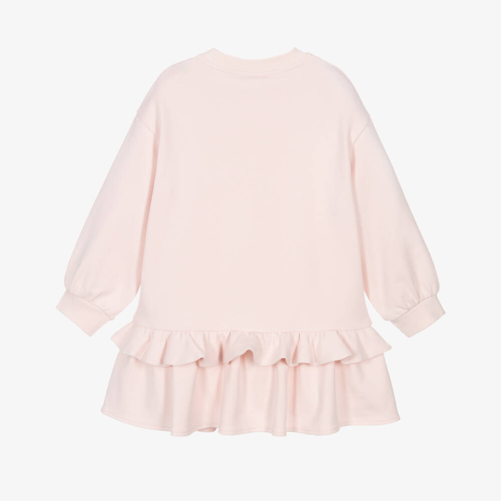 Fendi-Girls Pink Cotton FF Bow Dress | Childrensalon Outlet