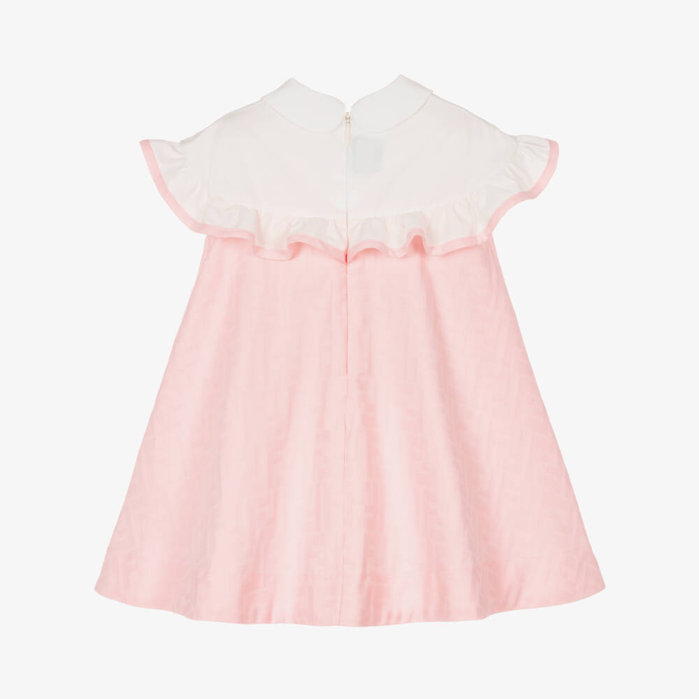 Fendi-Платье из розового хлопкового жаккарда для девочек | Childrensalon Outlet