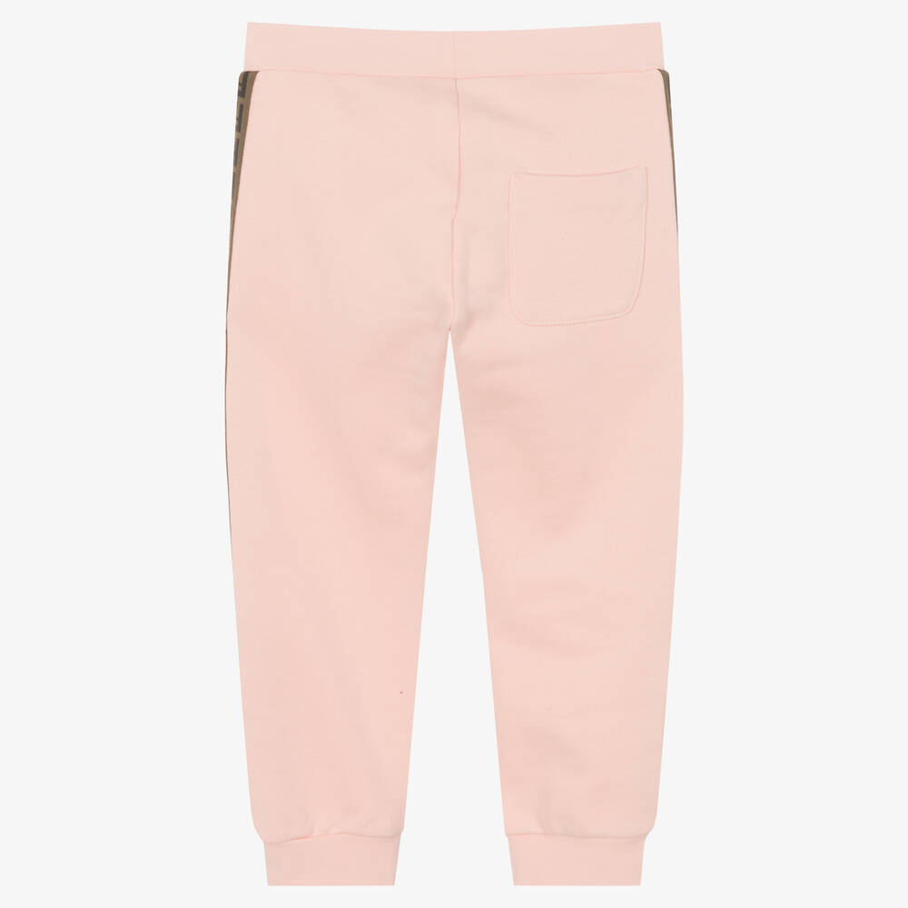 Fendi-Girls Pink Cotton Logo Joggers | Childrensalon Outlet