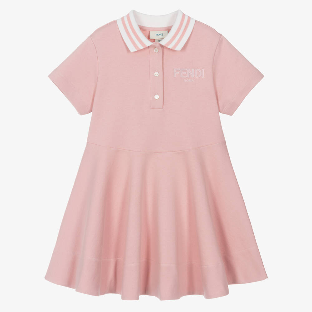 Fendi-Платье рубашка поло из розового хлопка для девочек | Childrensalon Outlet