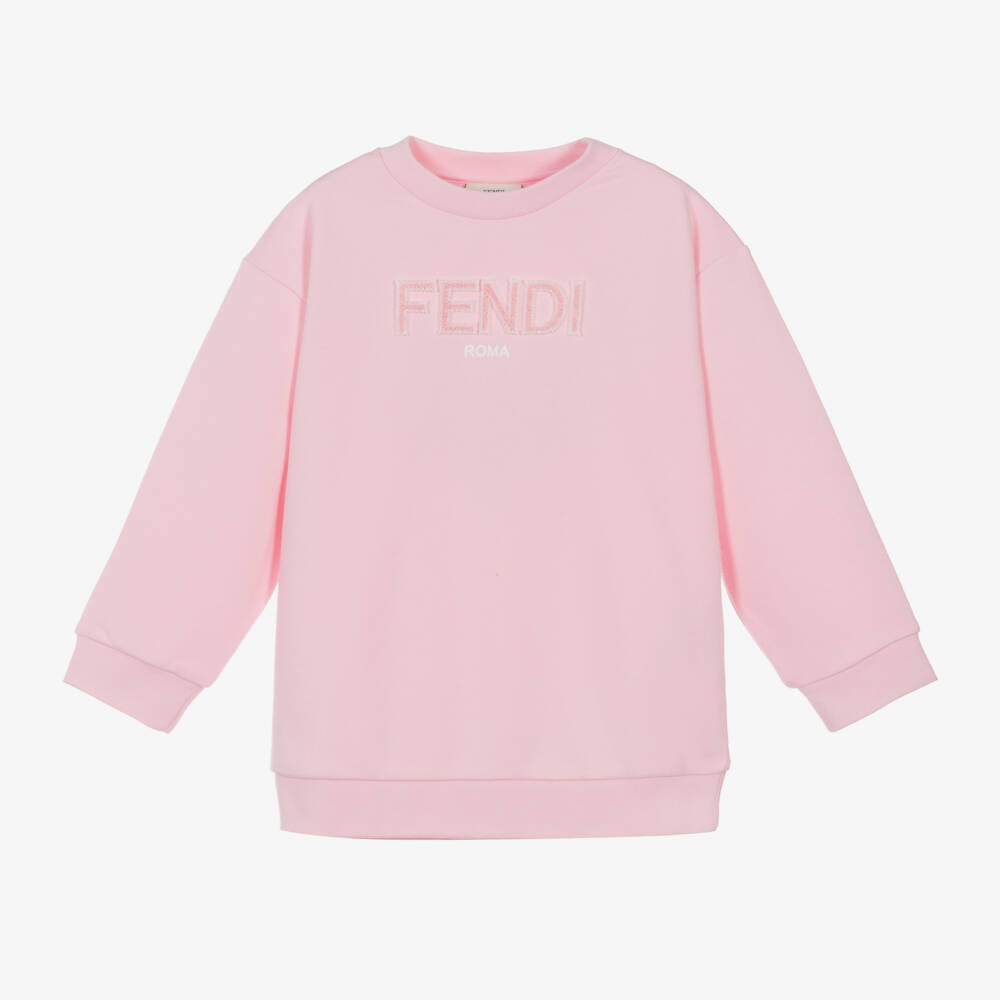 Fendi-Розовый хлопковый свитшот с логотипом для девочек | Childrensalon Outlet