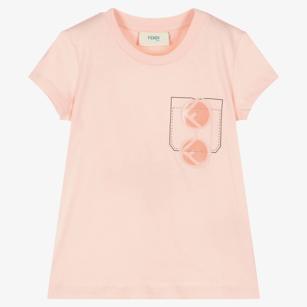 Fendi - Girls Pink Cotton T-Shirt | Childrensalon