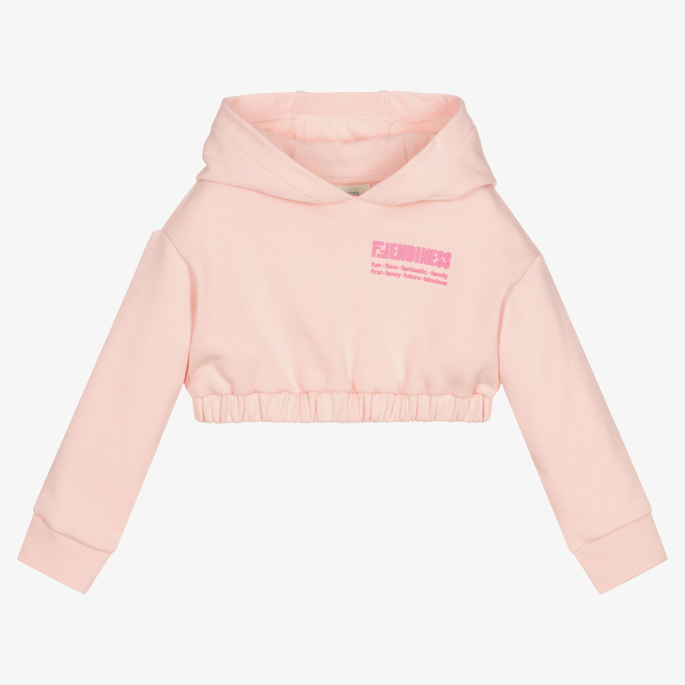 Fendi - Girls Pink Cropped Hoodie | Childrensalon