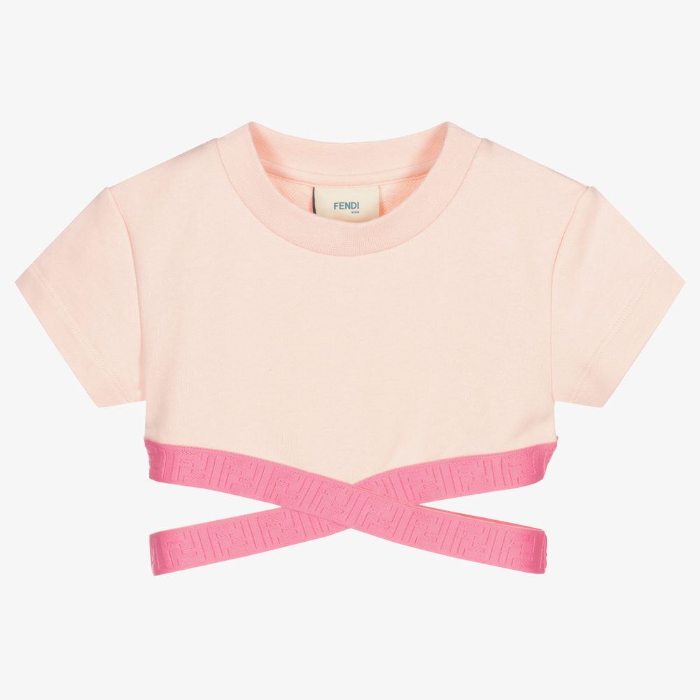 Fendi - Розовая укороченная футболка для девочек | Childrensalon