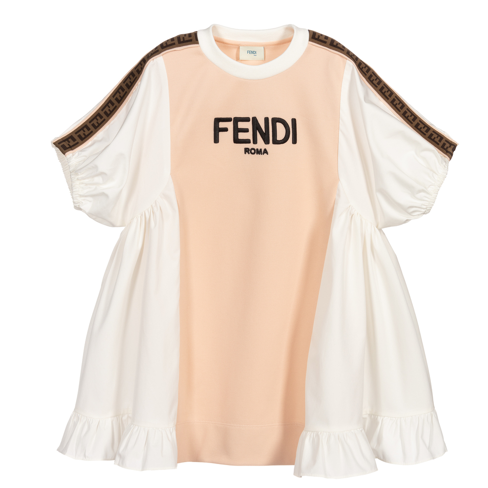Fendi - Розовое платье с принтом FF для девочек | Childrensalon