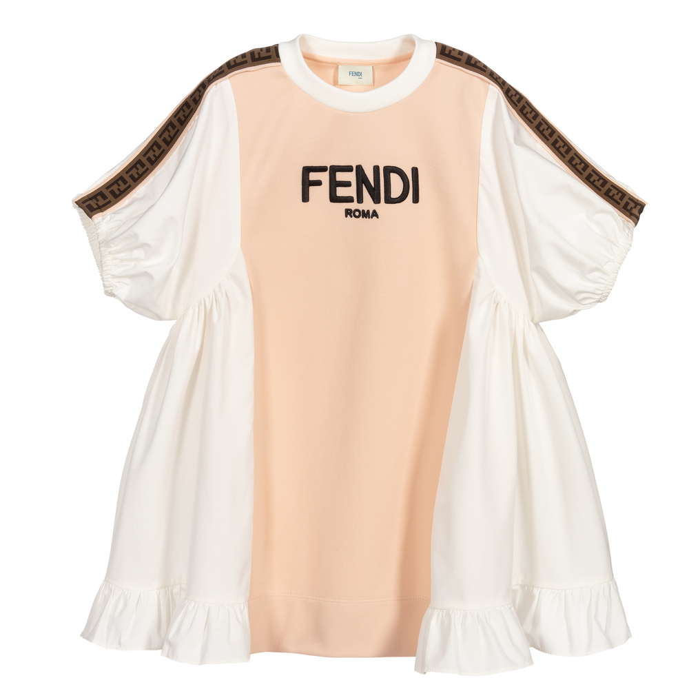 Fendi - Rosa Baumwollkleid mit FF  | Childrensalon