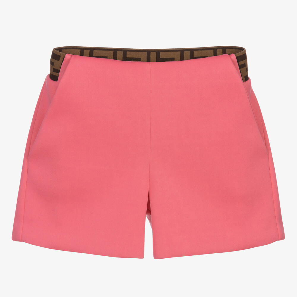 Fendi - Girls Pink FF Logo Shorts | Childrensalon