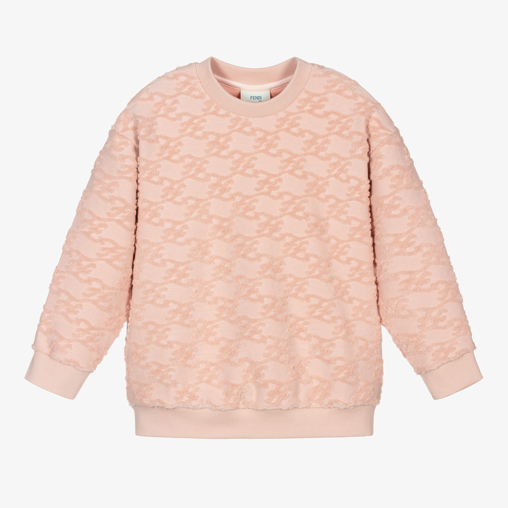 Fendi - Girls Pink FF Logo Sweatshirt | Childrensalon