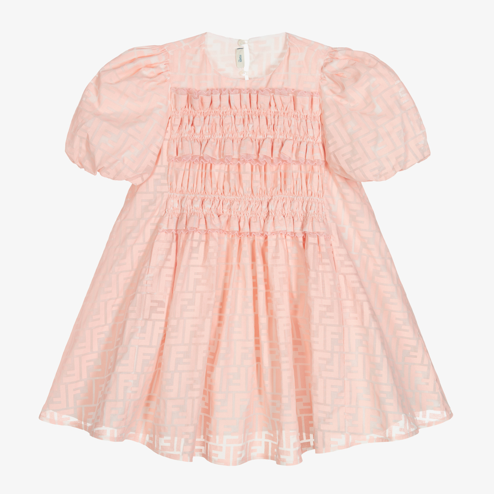 Fendi - Girls Pink FF Organza Dress | Childrensalon