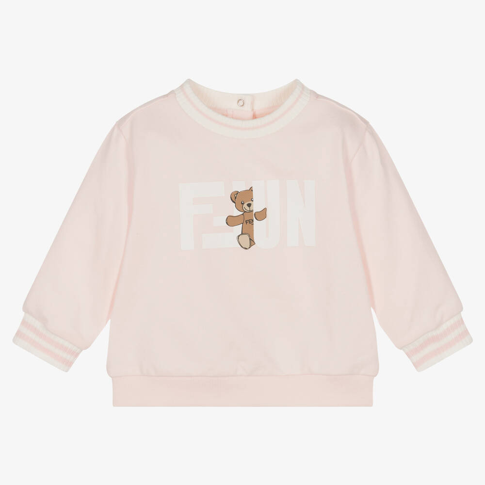 Fendi - Girls Pink FF Stamp Cotton Sweatshirt  | Childrensalon