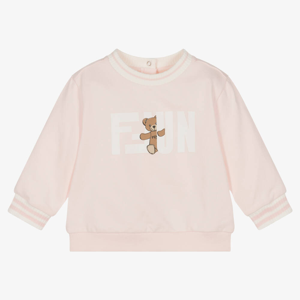Fendi - Girls Pink FF Stamp Cotton Sweatshirt  | Childrensalon
