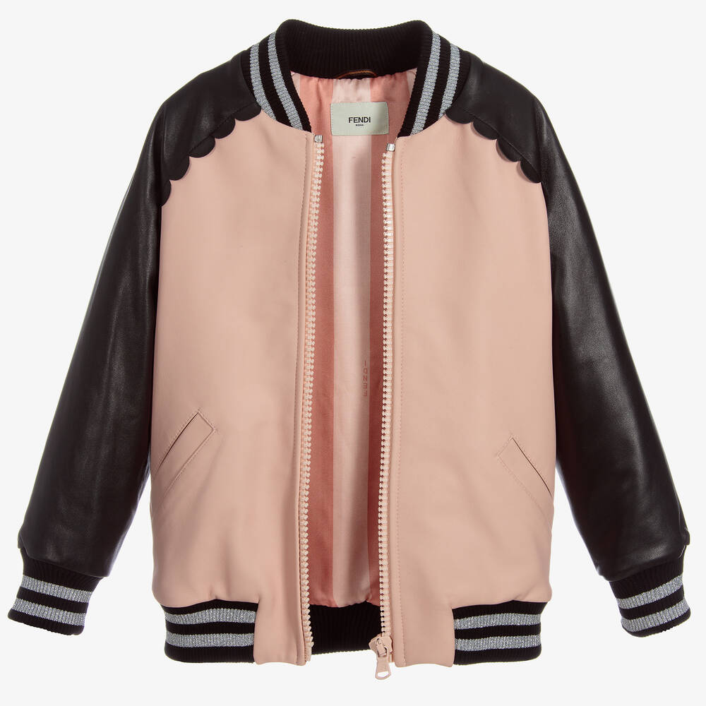 Fendi-Girls Pink Leather Jacket | Childrensalon Outlet