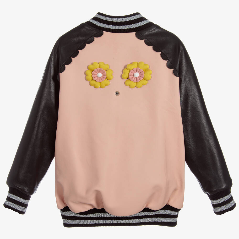 Fendi-Girls Pink Leather Jacket | Childrensalon Outlet