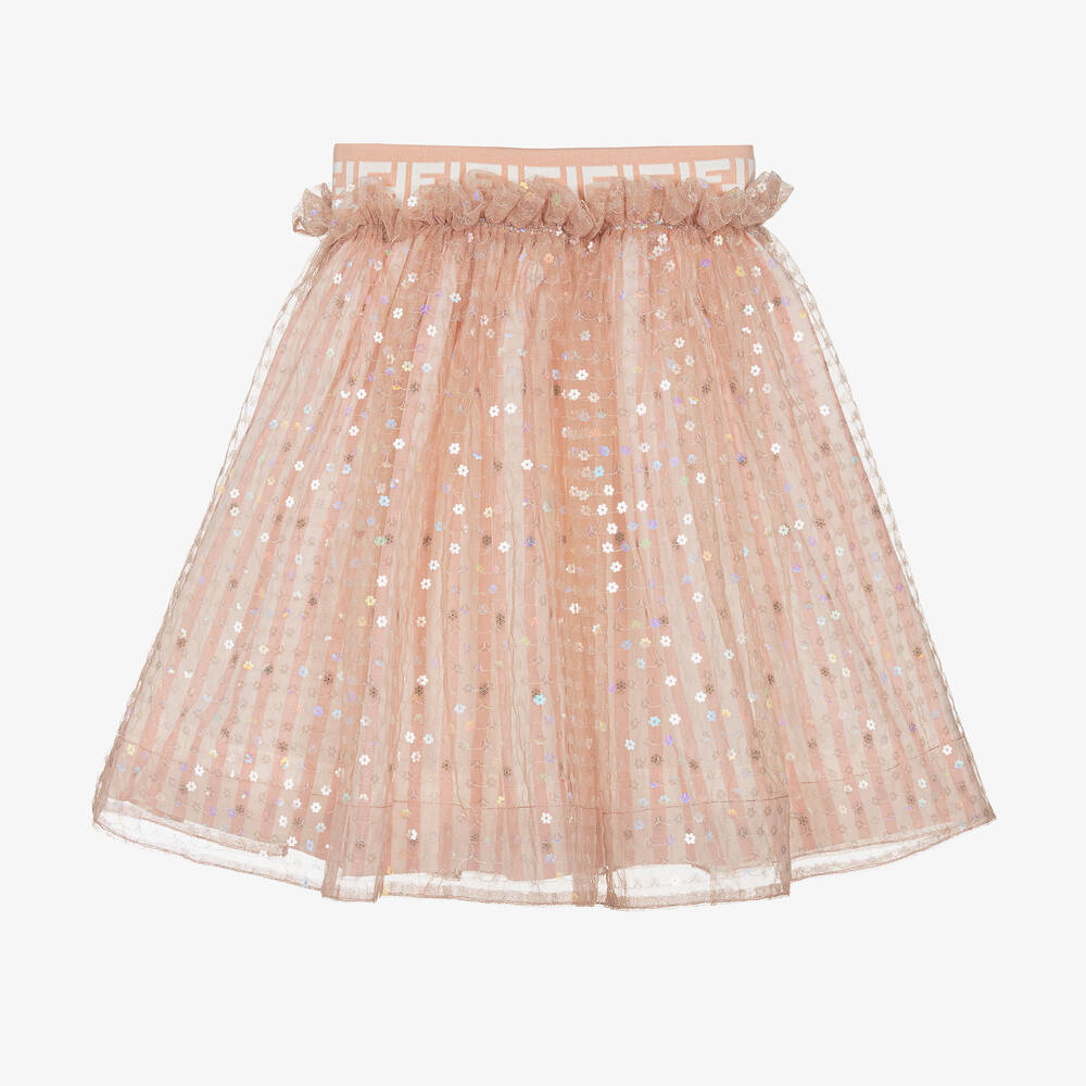 Fendi-Розовая юбка из тюля с пайетками | Childrensalon Outlet
