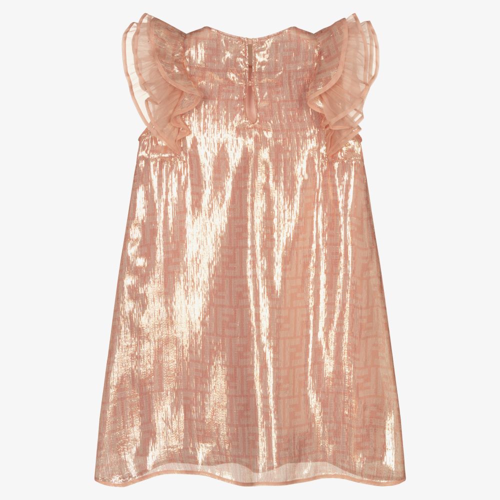 Fendi - Girls Pink Silk Lurex Dress | Childrensalon Outlet