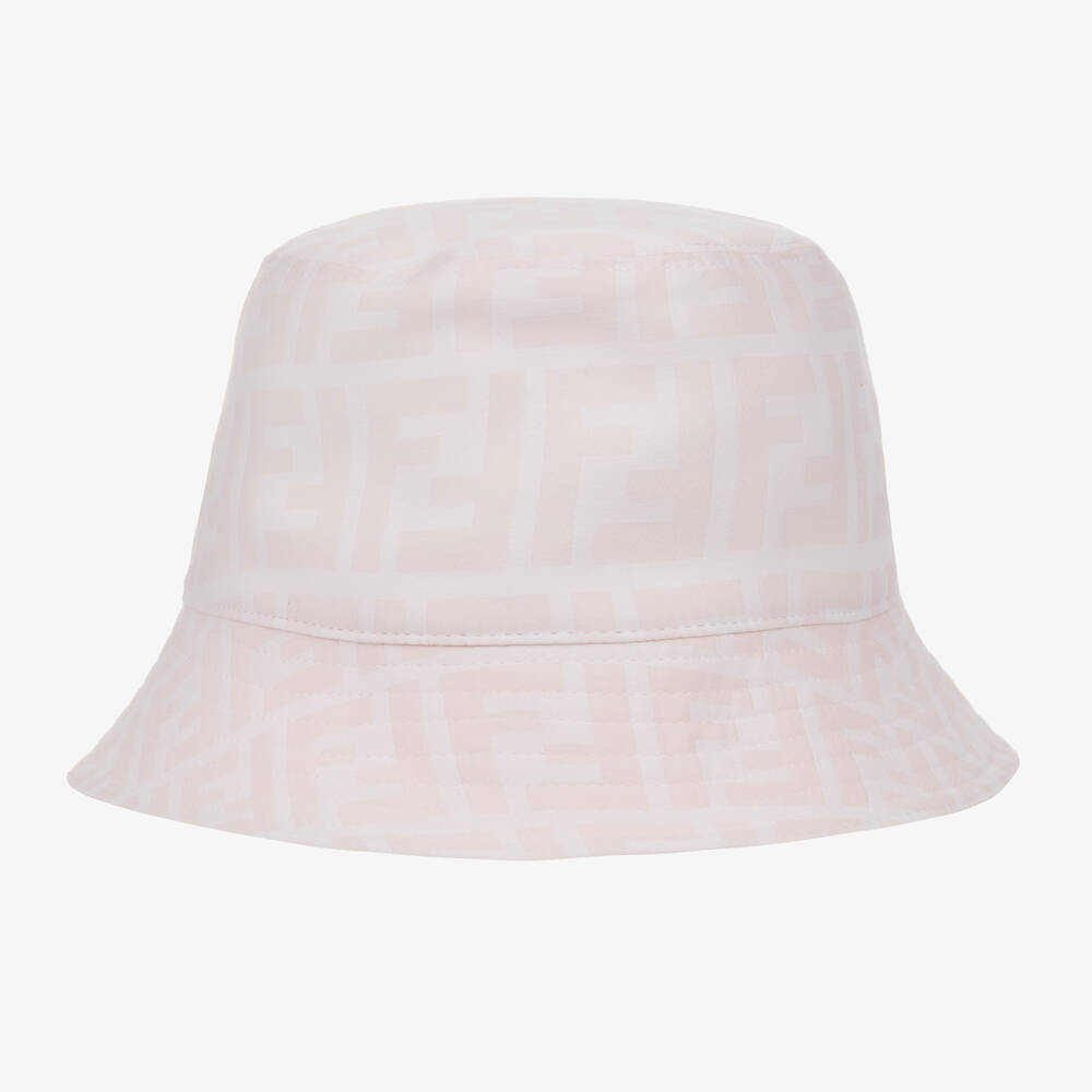 Girls Pink White FF Logo Bucket Hat