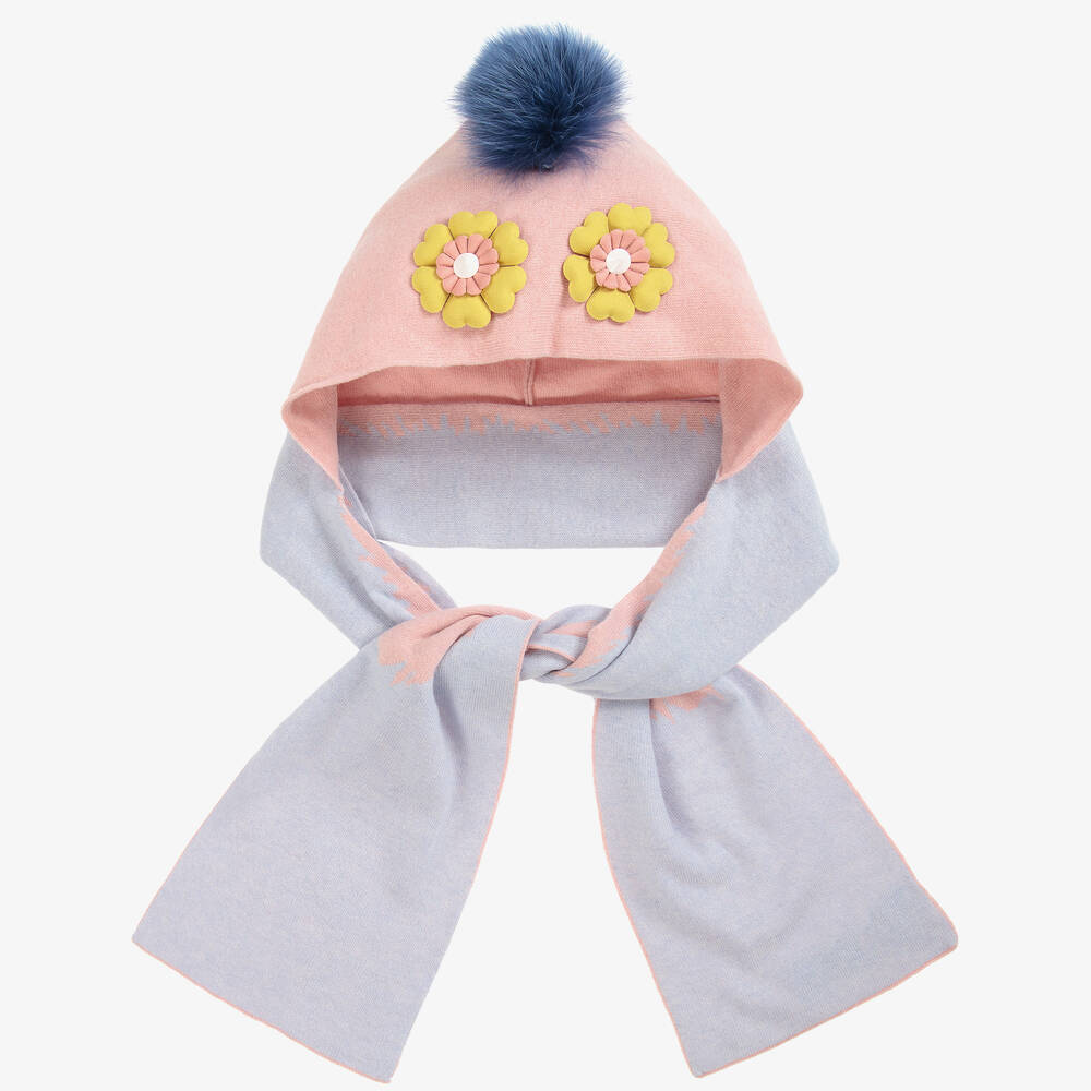 Fendi - Girls Piro-Chan Hat & Scarf | Childrensalon