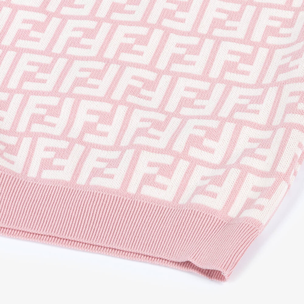 Fendi-Мягкий розовый трикотажный топ с логотипом для девочек | Childrensalon Outlet