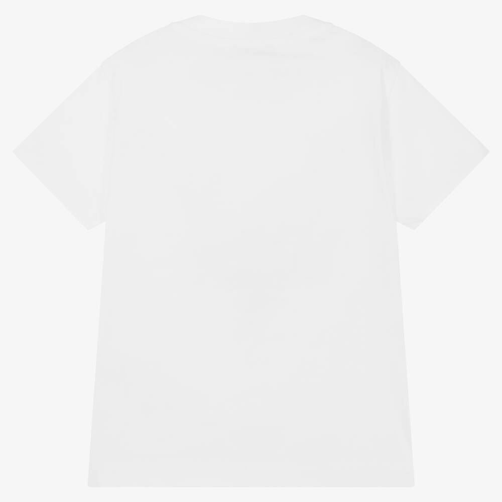 Fendi-Girls White Cotton Logo T-Shirt  | Childrensalon Outlet