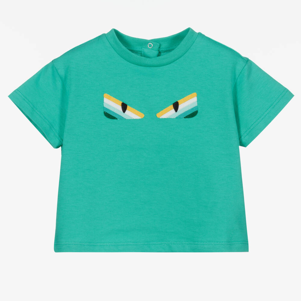 Fendi - Green Cotton Baby T-Shirt | Childrensalon