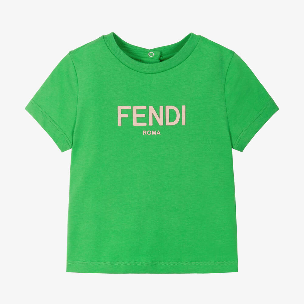 Fendi-Green Cotton Jersey Baby T-Shirt | Childrensalon Outlet