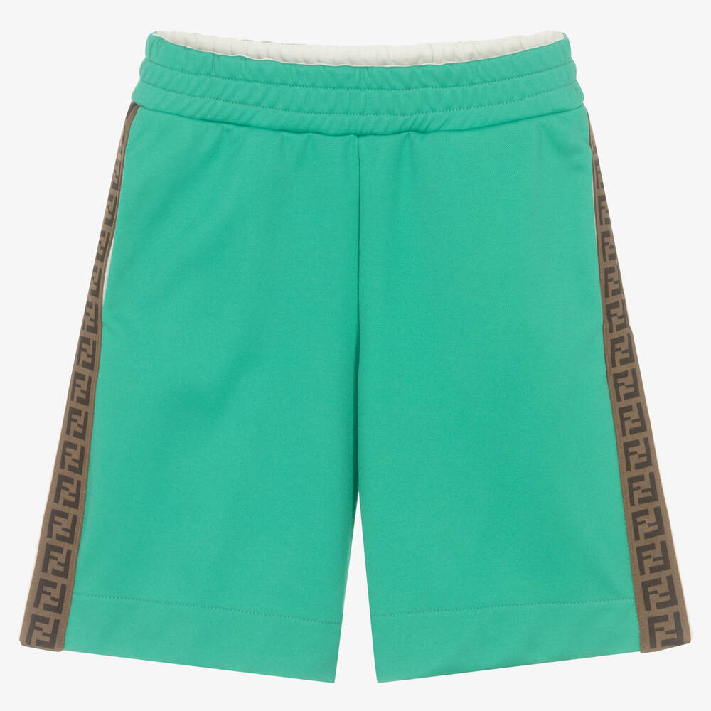 Fendi - Green FF Logo Shorts | Childrensalon