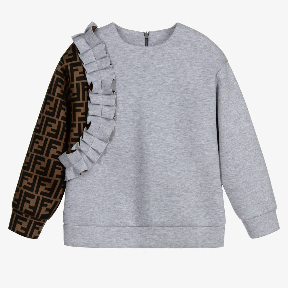 Fendi - Sweat gris et marron FF | Childrensalon