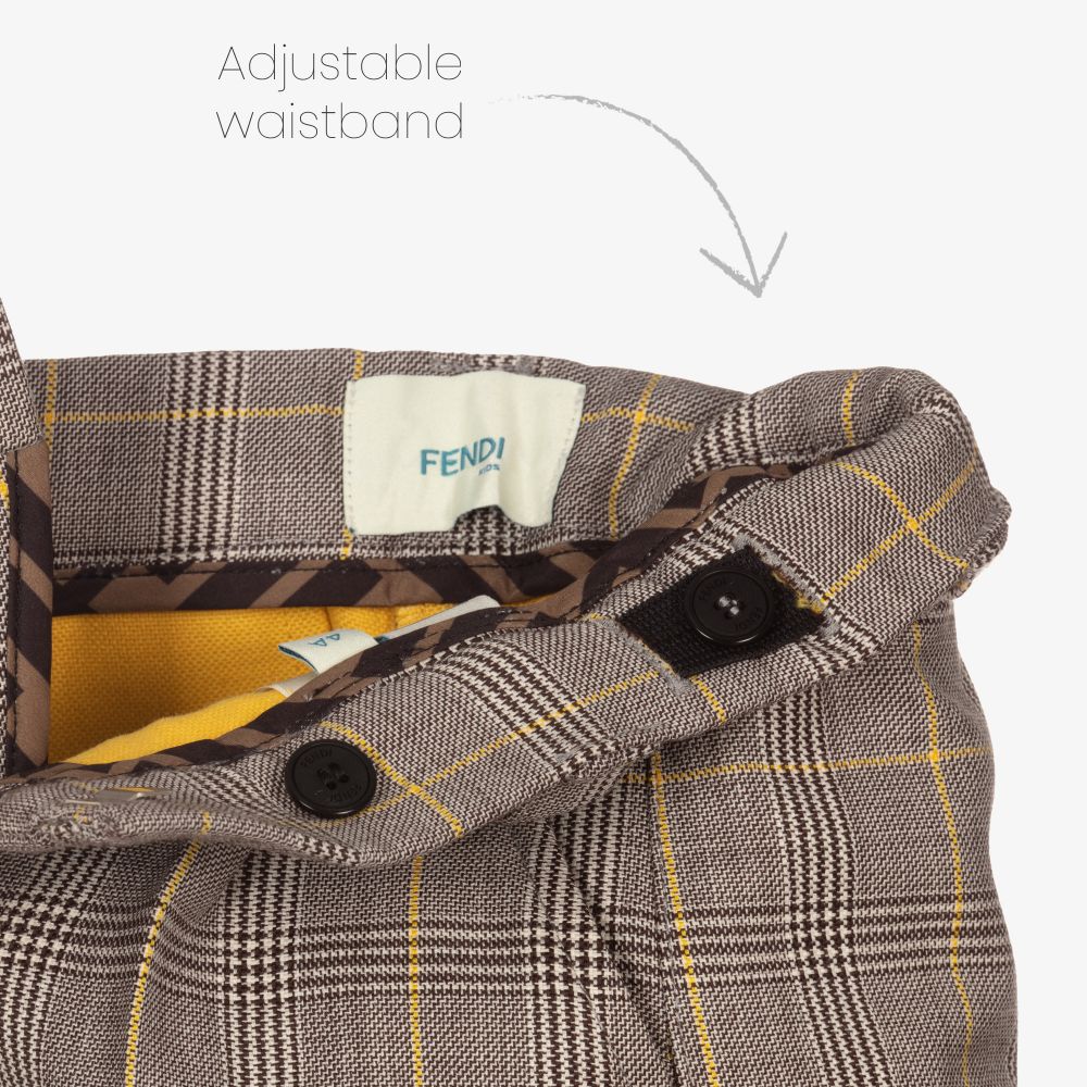 Fendi Grey Check Wool Blend Shorts Childrensalon Outlet
