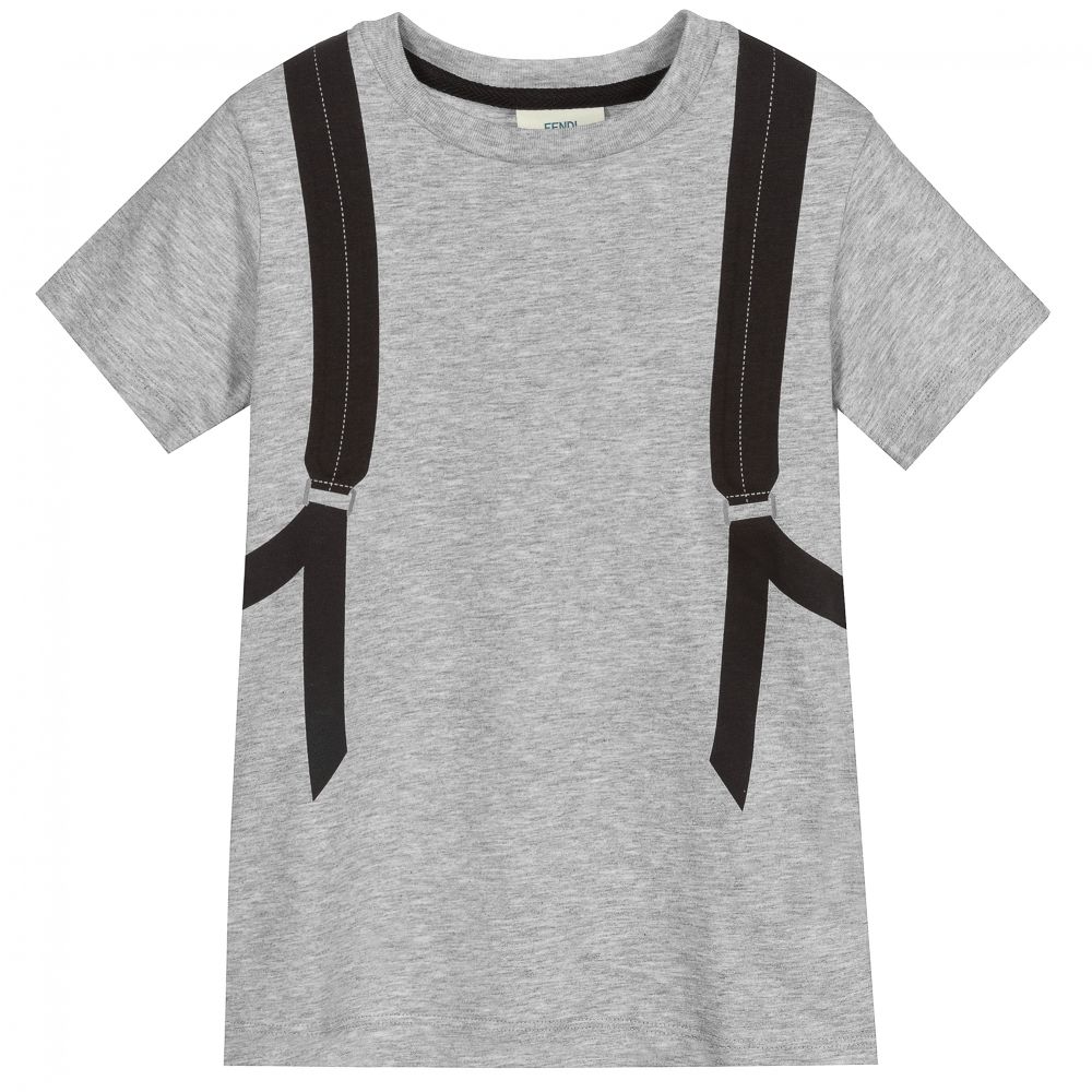 Fendi - Grey Cotton Backpack T-Shirt | Childrensalon