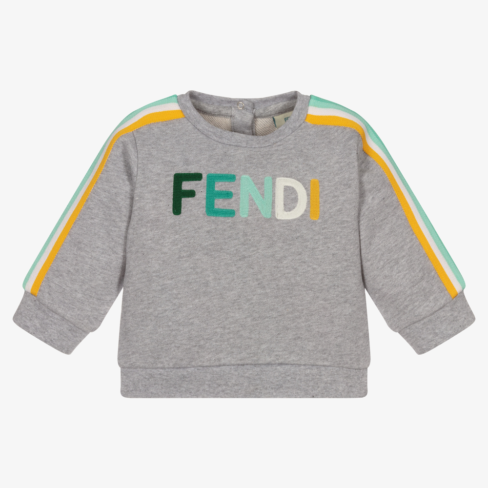 Fendi - Grey Cotton Logo Sweatshirt | Childrensalon