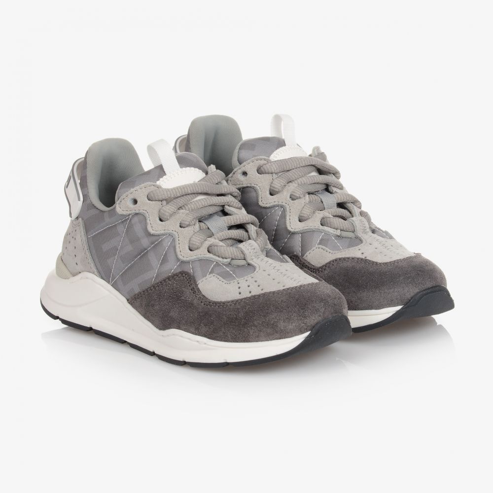 Fendi - Grey FF Logo Trainers | Childrensalon