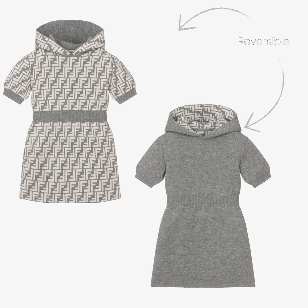 Fendi - Серое платье из шерсти и кашемира FF  | Childrensalon